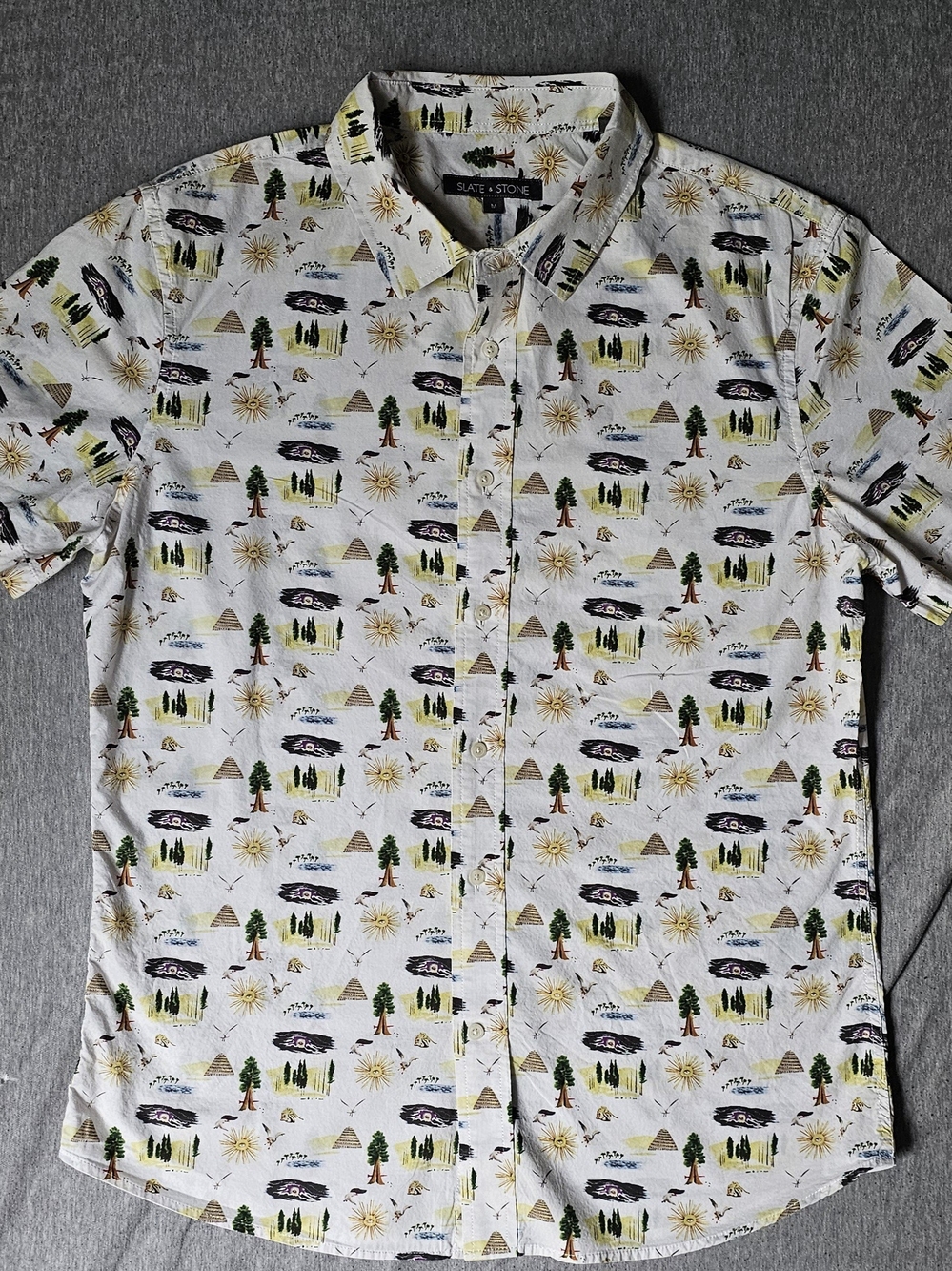 Slate & Stone Men's White Short-Sleeve Printed Button-Up Shirt